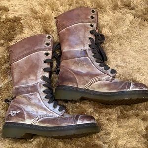 Dr. Martens airwair distressed brown combat boots